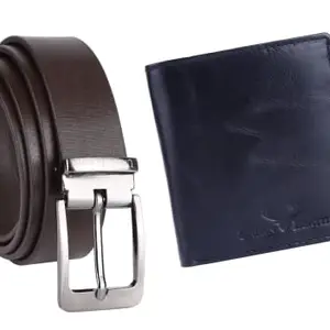 URBAN LEATHER Gift Hamper for Men | Genuine Leather RFID Wallet and Genuine Leather Belt Men's Combo Gift Set Combo Leather Gift for Men(BEL40BR-MW602BL)