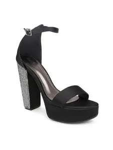 Inc.5 Women Black Embellished Platform Heels