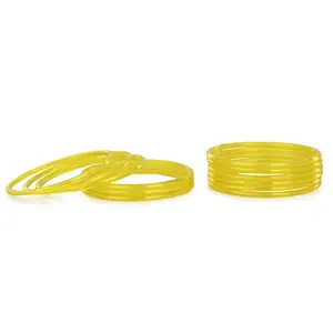 Somil Colorful Shining Bangles Set for Party, Wedding, Festival, Daily and Work Wear, Glass, Yellow, Pack of 12