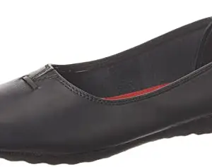 Zoom Shoes Women's Lightweight Premium Leather Stylish Slip on casusal/Party/Ethinic wear Ballet/bellerinas/Bellies Flat NV-111 Black, 7 UK