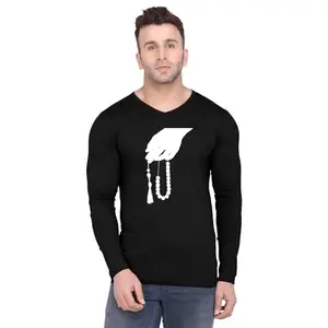 ALLEN BLACK Men's Round Neck T-Shirt, (AB_ T-Shirt_L_5664_BZR) Black