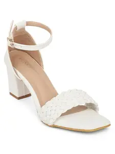 ICONICS Women Heeled Sandals,White,36