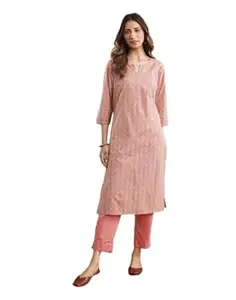 Fabindia Avni Pink Cotton Pant & Kurta Set