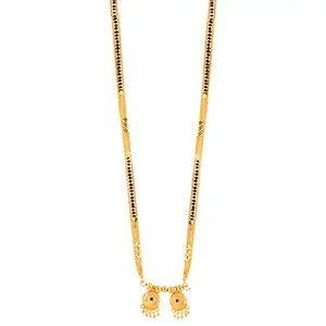 MEENAZ 2 Vati Wati Mangalsutra For Women Girls Temple South Indian Traditional 1 Gram Gold Stylish Maharashtrian Long Double Chain Double Mangal sutra Pendant Tanmaniya Black Nallapusalu Chains -443