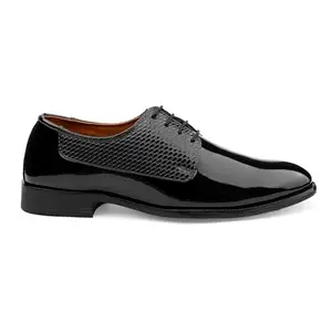 YUVRATO BAXI Men's Vegan Leather Black Casual Formal Lace Up Derby Shoes with TPR Sole. - 9 UK