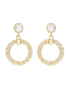 Yellow Chimes Elegant Latest Fashion Silver Plated White Floral Crystal designer Alloy Base Metal Drop Earrings (Design 7)