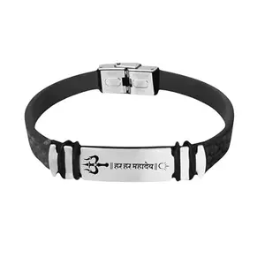 The Men Gift Religious Har Har Mahadev Latest Fashion Stainless Steel Silicone Hand Bracelet For Boys Buckle Clasp For Men Wrist Band ShivBLRBr2025420
