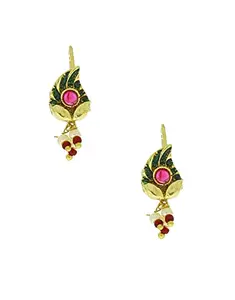 Anuradha Art Jewellery Anuradha Art Pink Colour Kolhapuri Jewellery |Bugadi Earrings for Women & Girls