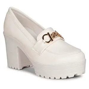 commander shoes High Heel Pull On Belly Shoe for Women and Girl (848 White 3UK)