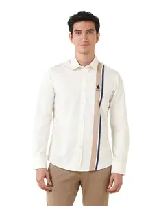 U.S. Polo Assn. Men's Striped Tailored Fit Shirt (USSHT2569_White