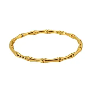 Simple Design Waterproof Stainless Steel Bamboo Bracelet | Geometric Gold Plated Jewelry for Women