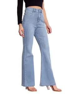 Miss Chase Women's High Rise Denim Bootcut Jeans (MCAW24DEN13-23-158-30, Light Blue, 30)