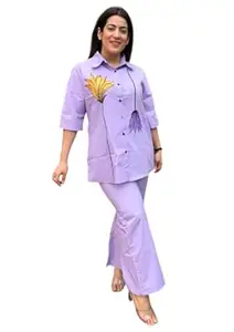 AINESH CRAFTS Women's Cotton Floral Printed Straight Short Shirt Kurti with Pant