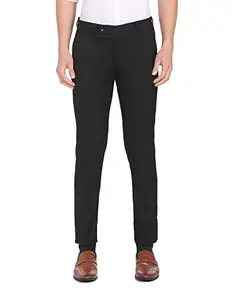 Arrow Men's Solid Tailored Fit Polyester Formal Trouser Black
