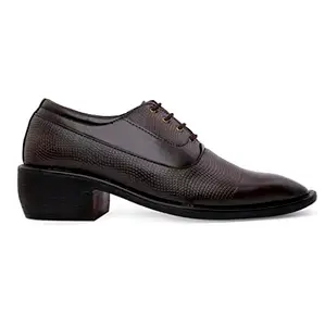 YUVRATO BAXI Men's 2 Inch Heel Height Increasing Brown Casual and Formal lace-up Oxford Shoe-6UK
