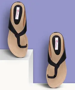 Picktoes PT-402 Women's Black Synthetic Leather Casual Flat Sandal