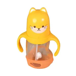 Drumstone (���� ���������� ����������������) 300 ML Glass Baby Feeding Bottle with Handles and Straw – BPA-Free, Leak-Proof, Heat-Resistant Infant Training Bottle with Grip Handles for Toddlers (1 Pc)