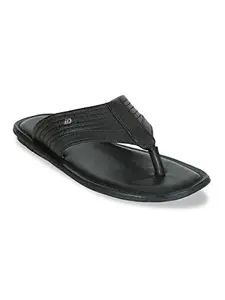 ID Men's Leather Slippers & Flip-Flops (Black)