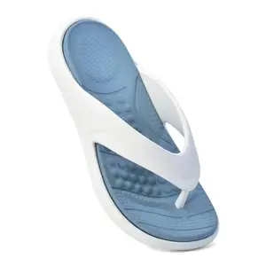 YOHO Snugly Flip Flops for Men | Orthopedic Slippers with Relieving Acupressure Points | Superior Cushioning & Dual-Tone Design | Lightweight & Waterproof | Light Blue - UK 6