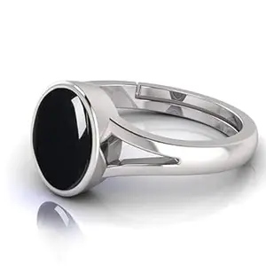 SIDHGEMS 7.25 Ratti 6.00 Carat Sulemani Hakik Ring Akik Ring Original Natural Black Haqiq Precious Gemstone Astrological Silver Plated Adjustable Ring Size 16-24 for Men and Women,s