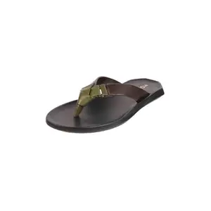 Mochi Men Brown Leather Dual-Tone Slip-On Casual Slippers UK/11 EU/45 (16-998)