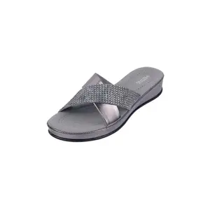Metro Women Gun Metal Wedge Heel Cross Strap Comfort Slip-on Sandal UK/3 EU/36 (44-157)