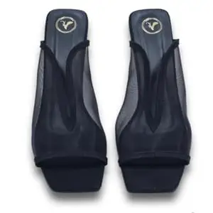 Sana.K Open Toe Black Shark Net Heels