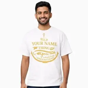 Crafted Signature Pure Cotton Graphic Print Round Neck Half Sleeves Regular Fit Unisex T-Shirt Featuring Viking Warrior Design “Never Underestimate The Power Your Name” _(02-TS-Anchor)