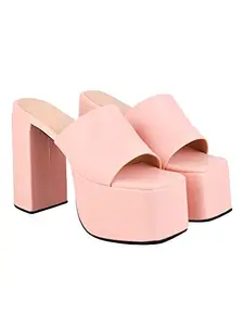Shoetopia Stylish Solid Pink Block Heels for Women & Girls