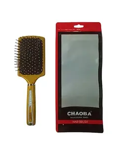 CHAOBA Professional Professional Classic Paddle Hair Brush with Strong & flexible nylon bristles For Grooming, Straightening, Smoothing Hair, ideal for Men & Women, Yelllow (CHB-259)