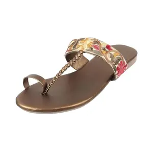 Mochi Women Antic Gold Synthetic Rose Gold Slip Ons UK/8 EU/41 (32-1617)