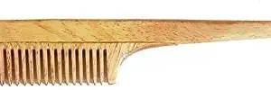 KAVIN Handmade Pure Neem Wood Comb with Handle for Men and Women for Hair Growth, Pack of 1