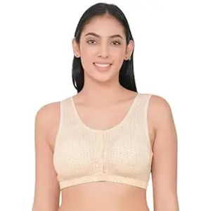 PSMN collection Women's Front Open Premium Cotton Bra | Button Closure Wirefree Padded Stylish Bra | Soft Breathable Everyday Comfort for Daily Use