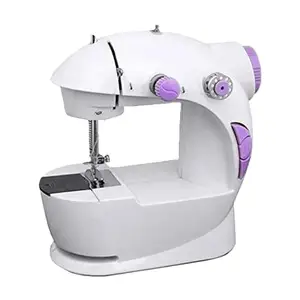 Mini Sewing Machine | Electric Desktop Stitching Machine with Light, White and Purple