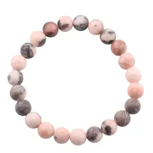 AAMRAPALI SILVER GEMS AAMRAPALI Natural Zebra Jasper Bracelet - Metal Free, 8mm - Boosting Your Style and Energy | Stone Beads Bracelet | Focus on Heart Chakra | Stunning Gem Patterns Tones | Discover the elegant fusion of