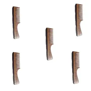 G Krishna Naturals Hair Brushes Wooden Neem Comb for Women & Men | Durable Long Lasting Wood Kangi for Natural Hair Growth (Pack of 5)(GKN5-005)