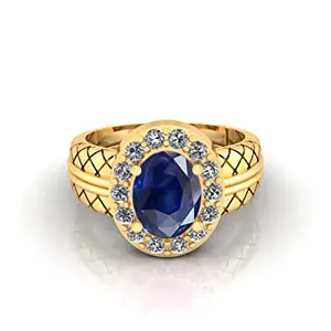 SIDHARTH GEMS 11.25 Ratti Certified Unheated Untreatet AAA++ Quality Natural Natural Blue Sapphire Neelam Gemstone Ring Gold Plated for Women's and Men's
