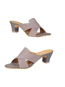 WalkTrendy Womens Synthetic Grey Sandals With Heels - 6 UK (Wtwhs639_Grey_39)