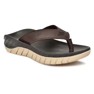 R-SWISS Men's Ultra Light Orthopaedic and Diabetic Super Fit Comfort Slipper, Flip-Flop, Slides Comfortable & Lightweight with EVA Sole Slippers (Brown)