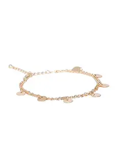 Fabula by OOMPH Jewellery Gold Tone Multi Layer Charm Fashion Anklet for Women & Girls (AJD13R2) - Gold(Single Piece)