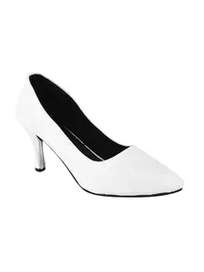 TRYME Bellies Women's Fashion Pointed Stiletto Heel Pump Shoes for Party and Formal Occasions White
