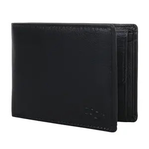 Zoom Shoes RFID Protected Genuine Leather Wallets for Men ZW-28322 | 9 Credit/Debit Card Slots | 2 Currency Compartments |1 Coin Pocket with Button (Black)