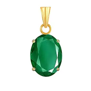 PTM Emerald/Panna 3.25 Ratti or 3 Carat Astrological Certified Gemstone Panchdhatu/5 Metals 22k Gold Plated Pendant for Men & Women -fba2325