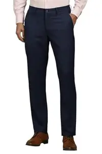 Louis Philippe Men's Slim Fit Elastica - Flat Front Comfort Stretch for All Day Comfort & Flexibility Checks Formal Trouser
