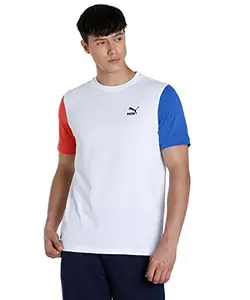 Puma Men's Color Block Regular Fit T-Shirt (62323657_White-Royal Sapphire