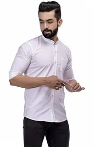 Lovocal Men's Cotton Blend Solid Regular Fit Shirt | White | L | UMIC-041-PLN-W-L
