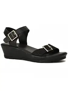 Bata Women's Wedge Heel Sandal - BLACK (8 UK) (6616119)
