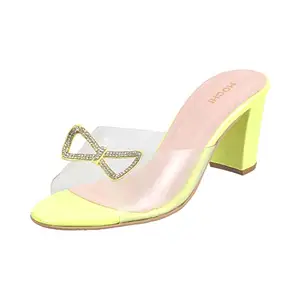 Mochi Women Yellow Block Heel Fashion Slip-on UK/5 EU/38 (40-2517)