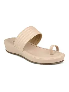 Inc.5 Women Peach Solid Comfort Sandals