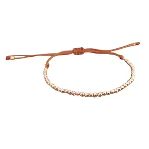 Lady Works Natural Golden Hematite Threaded Bracelet 2-2.5mm Round Faceted Beads Golden Hematite Adjustable Thread Bracelet. Unisex Macrame Yoga Bracelet.|LW_TDBR_0892